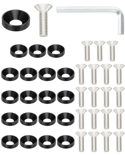 PATIKIL M6 Finish Countersunk Washer Kit, 20 Set Aluminum Alloy Flat Cup Head Screw Bolt Gasket for Mechanical Accessories Parts DIY Models, Black