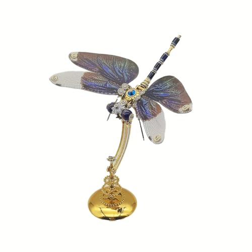ToyGhillied 3D Metallpuzzle Insektenmodell, Metallische Libellenmodellbausätze mit Magnetischem Sockel, DIY Steampunk 3D Metallpuzzle, Kreative Dekoration, Geschenk für Erwachsene 16+ (200 Teile)