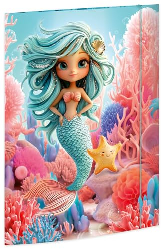 RNKVERLAG Zeichenmappe Mermaid 320 x 430 mm, für Formate bis DIN A3 mit Gummizugverschluss, 1 Stück