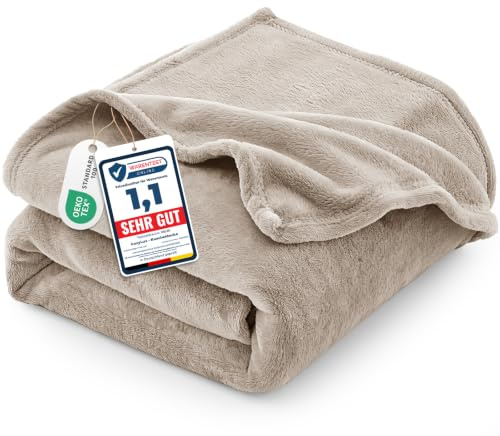 CozyLux Kuscheldecke Flauschig Decke 150x200 cm Beige | OEKO-TEX 100, 260 g/m² XL Flanell Sofa Decke für Frauen, Geschenke zum Geburtstag für Mama, warme Deko für das Zuhause