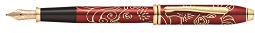 Cross Fountain Pen F-Nib Townsend Year of the Pig 2019 Red Lacquer with 23K Gold Fittings