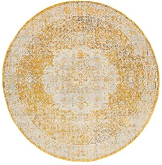 RugVista, Nadia, Teppich, Kurzflor Teppich, ∅ 200 cm, Rund, Modern, Oeko-Tex Standard 100, Polypropylene, Flur, Schlafzimmer, Küche, Wohnzimmer, Gelb, Gelb