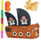 Relaxdays 291 TLG. Pinata Set Piratenschiff, Pinatastab & Augenbinde, 288 Goldtaler, Piraten Piñata, Stab mit Augenmaske, bunt
