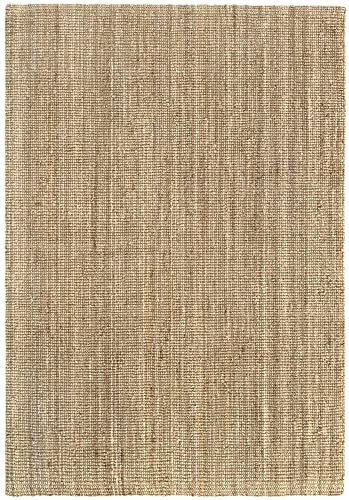 Hamid - Tapis en Fibre de Jute Kerala 100% Naturel Tissé à la Main pour Salon, Salle à Manger, Chambre, Couloir (Naturelle, 290x200 cm)
