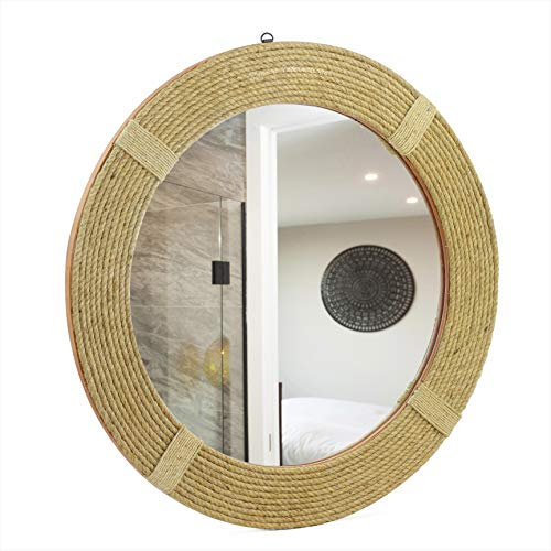 Nagina International Miroirs décoratifs ronds en corde torsadée – Miroir accentué en corde | Cadeaux de décoration de marin maritime | Miroirs de salle de bain (40,6 cm)