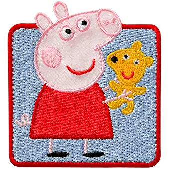 Mono Quick - Peppa Wutz Applikationen, Bügelbild Aufnäher Iron on Patch, Peppa Pig, George (18372 - Peppa mit Teddy)