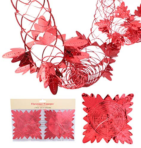 Christmas Concepts® Pack Of 2 9ft Foil Garland Festive Hanging Decorations - Christmas Decorations (Red)
