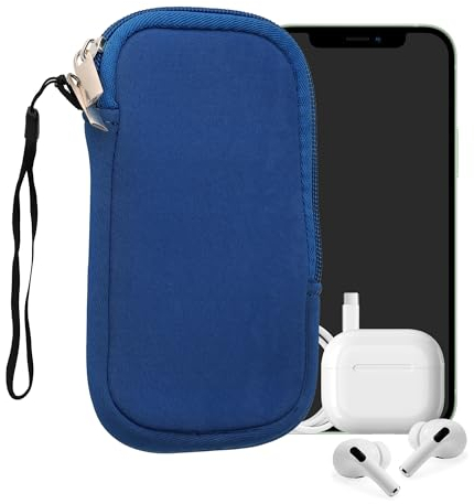 kwmobile Handytasche für Smartphones L - 6,5 - Neopren Handy Hülle Blau - Handy Tasche 16,5 x 8,9 cm Innenmaße