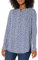 Amazon Essentials Women's Long-Sleeve Woven Blouse, Navy White Petals, S