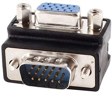 VGA SVGA Port Male to Female Right Angle Adapter for 15 Pin TV Cable