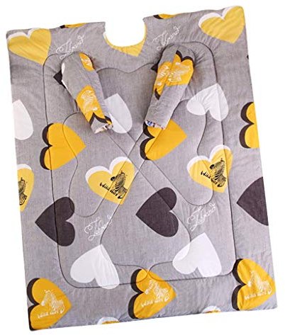 Backbayia Baumwolle Ärmeldecke Winter Warm Sofadecke Bettdecke Steppdecke mit Ärmeln für Bett, Sofa (Grau mit Gelb)