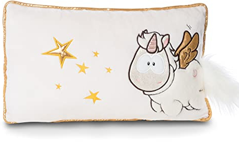 NICI Kuschelkissen Einhorn Angelia mit Sternen – Flauschiges Kuscheltierkissen Einhorn für Mädchen, Jungen & Babys – Rechteckiges Stofftierkissen Theodor & Friends, 43 x 25cm