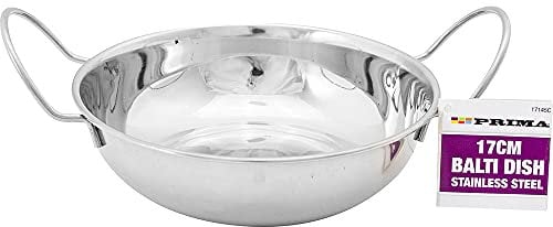 5 X 17CM BALTI KARAHI Metal Curry Serving DEEP Dishes Stainless Steel Indian New