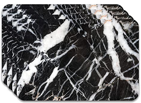 Panorama Tischsets Marmor Schwarz 45x30 cm Packung mit 4