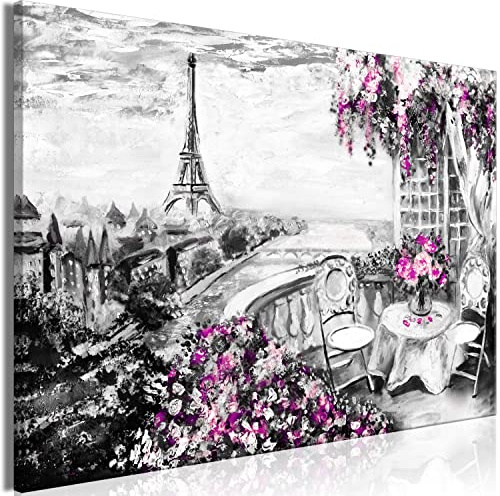 B&D XXL - Wandbilder XXL Paris 120x80 cm Leinwandbild 1 tlg Kunstdruck modern Wanbilder XXL Wanddekoration Design Wand Bild Eiffelturm Landschaft wie gemalt c-B-10012-b-a