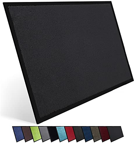 Entrando Fußmatte 90x150 cm flach & waschbar – Schmutzfangmatte für Eingangsbereich, Innenraum & überdachten Außenbereich – pflegeleicht, farbecht, saugstark, Fußbodenheizung geeignet (Anthrazit)