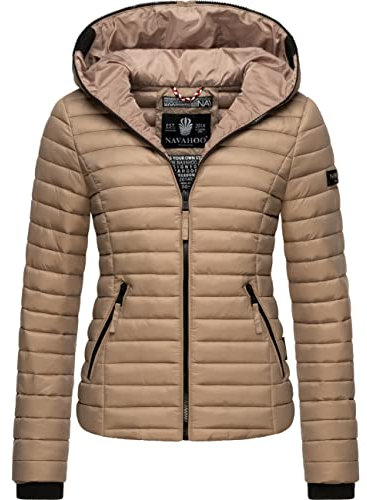 Navahoo Damen Damen leichte Übergangsjacke Steppjacke mit Kapuze Kimuk Taupe Grey Gr. XS