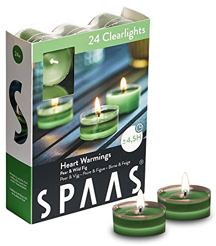 24 SPAAS© Duftkerzen in Geschenkverpackung 4,5 h Brenndauer Clearlights Duft Teelicht Duftlicht Kerzen (Heart Warming (Birne/wilde Feige))
