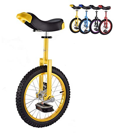 Einrad Jungen Mädchen Fahrrad Einrad mit Rad 16 Zoll / 18 Zoll / 20 Zoll / 24 Zoll Erwachsene große Kinder Unisex Erwachsene Anfänger Gelb Einrad Belastung 150 kg