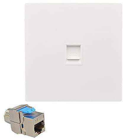 BeisDirect 1 Port CAT8 CAT7 RJ45 Prise réseau Gigabit, 86x86mm Type Panneau Mural CAT.7 LAN Faceplate CAT.8 Network Socket Ethernet Cable Socket Net Plug Shield Socket (CAT8)
