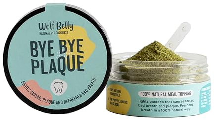 Wolf Belly- Poudre Dentaire Chien & Chat 100% Naturelle (60g) Anti-Tartre & Mauvaise Haleine | Prébiotiques & Algues | Alternative au Dentifrice | Formule Vétérinaire – Fabriqué en Europe