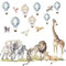 igibee Wandtattoo mit Safari, Elefant, Löwe & Giraffe, Selbstklebender Wandaufkleber, Wandsticker für Jungen & Mädchen, Wanddeko für Kinder, Einfaches Anbringen & Rückstandsloses Entfernen