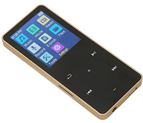 Lecteur MP3 avec Radio FM et Enregistreur Vocal, Lecteur MP4 à écran Tactile de 1,8 Pouces avec Bluetooth, Lecteur de Musique Portable HiFi Loseless Léger pour Le Sport (Or)