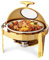 ROVSUN 6 QT Rundes Chafing Dish Buffet-Set, Roll-Top, NSF-Edelstahl, Buffetwärmer, Chafers und Buffet-Wärmer Sets mit dickem Rahmen für Catering, Events, Partys, Hochzeiten, Abendessen, Gold