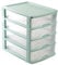 Acan Tradineur - Cajonera de sobremesa - Fabricado en España - 4 Cajones Transparentes - Torre de almacenaje, armario, baño, oficina - 35 x 27 x 35,5 cm - Color Verde Pastel