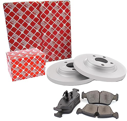 FEBI BILSTEIN Bremsen Set Bremsscheiben Scheibenbremsen Ø247 Voll hinten + Bremsbeläge Bremsklötze für 307 1007 Partner Kasten C2 Xsara Picasso C4 I C3 Berlingo