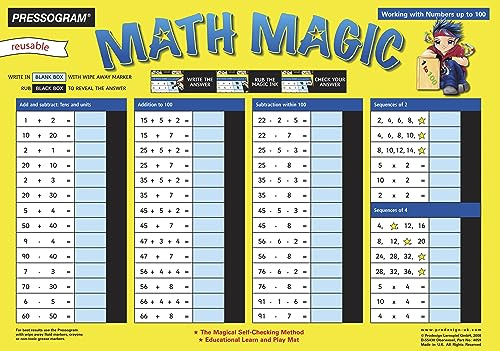 TimeTEX - Zaubertafel Mathematik - Englisch Rechenspaß bis 100 | Rechen-Tafel mit Selbstkontrolle zum spielerischen Lernen von Addition, Subtraktion und Multiplikation | Inhalt: Zahlenraum bis 100