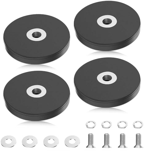 Riisoyu 4 Stück Neodym Magnete Gummiert, Ø 43mm Mit M6 Innengewinde Gummi Runde Magnete mit Gewinde Starke Gummiert Magnete zum Anschrauben Autolichter Topfmagnet Magnet Rund