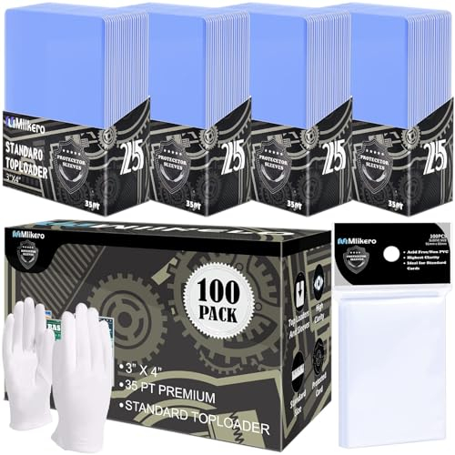 Mlikero 200 Stück Karten Hüllen, 3X4 Hartkartenhüllen, Sammelkartenhüllen passend für MTG, Sammelkarten, Sportkarten (100 Hartkartenhüllen + 100 Transparente Kartenhüllen)
