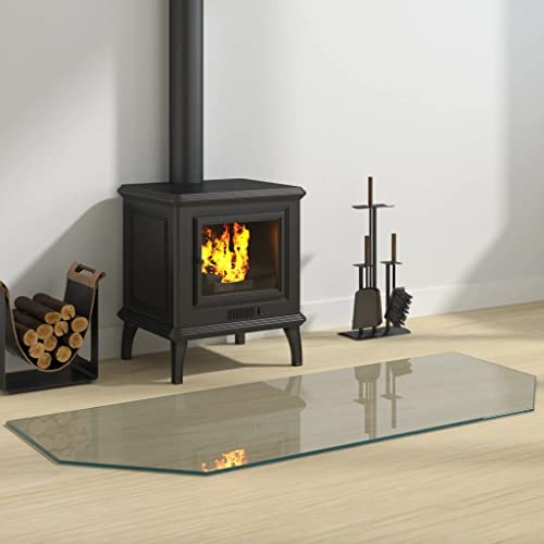 Glasplatte für Kamin, Kaminmatte, Feuerschutzplatte, Glasplatte für Kamin, sechseckig, 120 x 50 cm