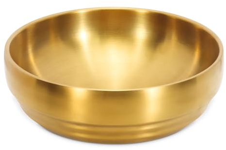9 Gold 304 Edelstahl Suppenschüssel, 43Oz tiefe Mischschüssel, doppelwandiger Salatbehälter, Durable Ramen Reis Noddle Schüssel, Isolierte Sashimi Teller, Servierschüssel für Home Restaurant Buffet B