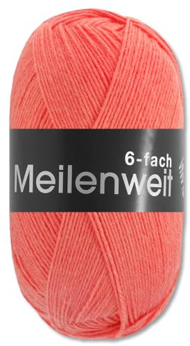 Frida's Wollhaus Lana Grossa 150 g Meilenweit 6-fach 150 Sockenwolle Stricken Garn 19 Farben (9250 | Koralle)