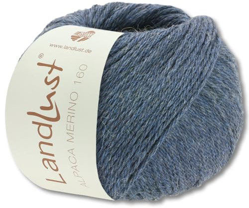 Frida's Wollhaus Lana Grossa 50 g Landlust Alpaka Merino 160 Wolle Stricken 26 Farben (411 | Graublau)