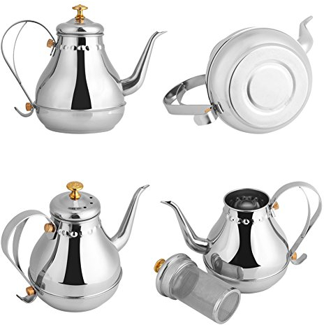 Théière Marocaine Induction,Bouilloire À Col De Cygne En Acier Inoxydable,1,2 L,Pour Café,Filtre À Thé,Pot D'Intérieur