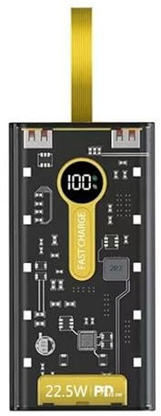 Batteria esterna trasparente nera a ricarica rapida 22,5 W, powerbank 20000 mAh