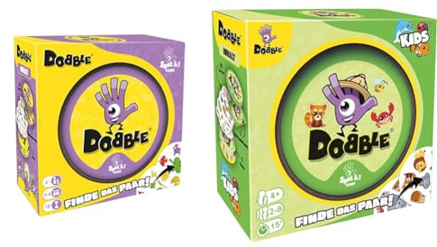 Zygomatic | Dobble Classic Eco | Familienspiel | Kartenspiel | 2-8 Spieler | Ab 6+ Jahren | 15 Minuten | Deutsch & Zygomatic | Dobble Kids | Eco-Sleeves | Kinderspiel | Kartenspiel