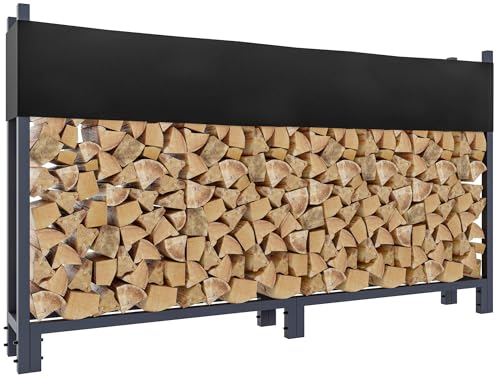 CLP Soporte para Leña Martin con Lona I Estantería para Almacenar La Madera con Funda I Leñero Metálico con Toldo, Color:Antracita, Tamaño:L