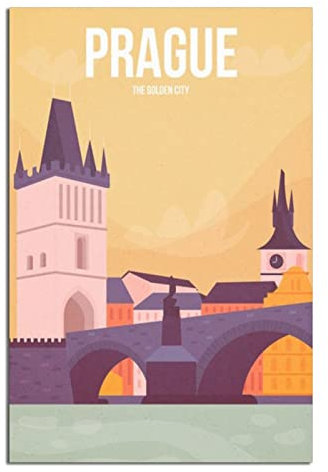 Metall-Blechschild Prag Blechschild Reise Vintage Kunst Wanddekoration Schild Home Küche Bar Terrasse Höhle Lustige Dekoration 20 x 30 cm
