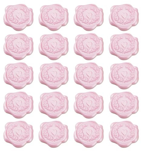 EIHI 20 Pièces Rose Cachet de Cire, Sceau Cire, Cachet de Cire Autocollant, Sceaux de Cire Autocollants en Forme de Cœur, pour Sceller Cartes D'Enveloppes Emballage Cadeau Scrapbooking (A)