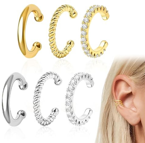 SULIUDAJI 6 Pièces Ear Cuff Faux Piercing Pour Femme Faux Piercing Oreille Réglables Boucle Oreille Sans Trou Non Piercing Helix Cartilage Manchette Oreille Femme