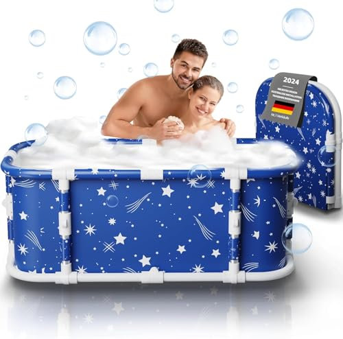 Tragbare Badewanne mit Metallhalterung, faltbare 120cm Badewanne ohne Installation, 7-lagige dicke Badewanne, zusammenklappbare Badewanne, Hot SPA (Classic Star L2)