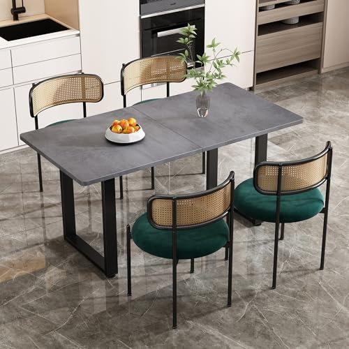 Merax Esstisch 140x70cm, Rechteckiger Moderner Industrial Esstisch, für 4-6 Personen, geeignet für Restaurant, Wohnzimmer, Küche,Wohnzimmer, Grau/Schwarz