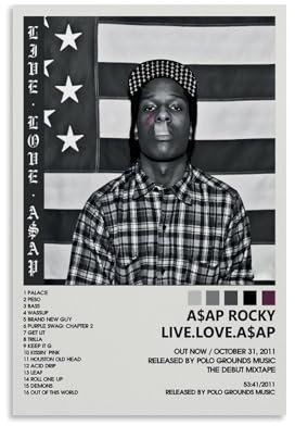 JUKL Asap Rocky Poster Live Love ASAP Album Poster Wandkunst dekoratives Gemälde Schlafzimmer Gemälde Poster 30 x 45 cm Ungerahmt
