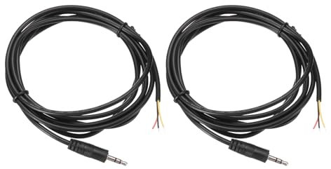 DMiotech 2PCS 3.5mm 1/8 Male Plug Jack Connector Audio Cable 3 Pole Mono Aux Cable Replacement Repair Bare for Headphone Headset Earphone 1.8M/6Ft Black
