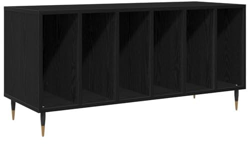 vidaXL Schallplattenschrank Schwarz Eiche 100x38x48 cm Holzwerkstoff