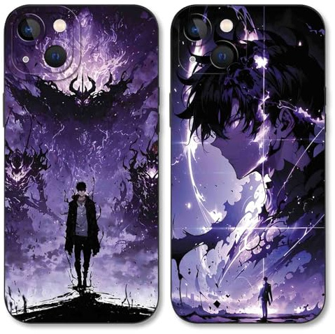 TBNMBGY 2 Stück Schwarz Cartoon Handyhülle für iPhone 13 6.1 Hülle, Anime Motiv Heißblütiger Manga Muster Silikon TPU Case Fallschutz Kratzfest Stoßfest Jungs Schutzhülle, Muster